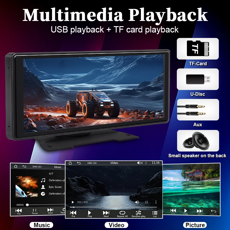 Hippcron 10.26” CarPlay Android Auto Car Radio Multimedia Video Player IPS Touch Screen With AUX USB Support Rearview Camera Best Sellers In Car Electronic Accessories