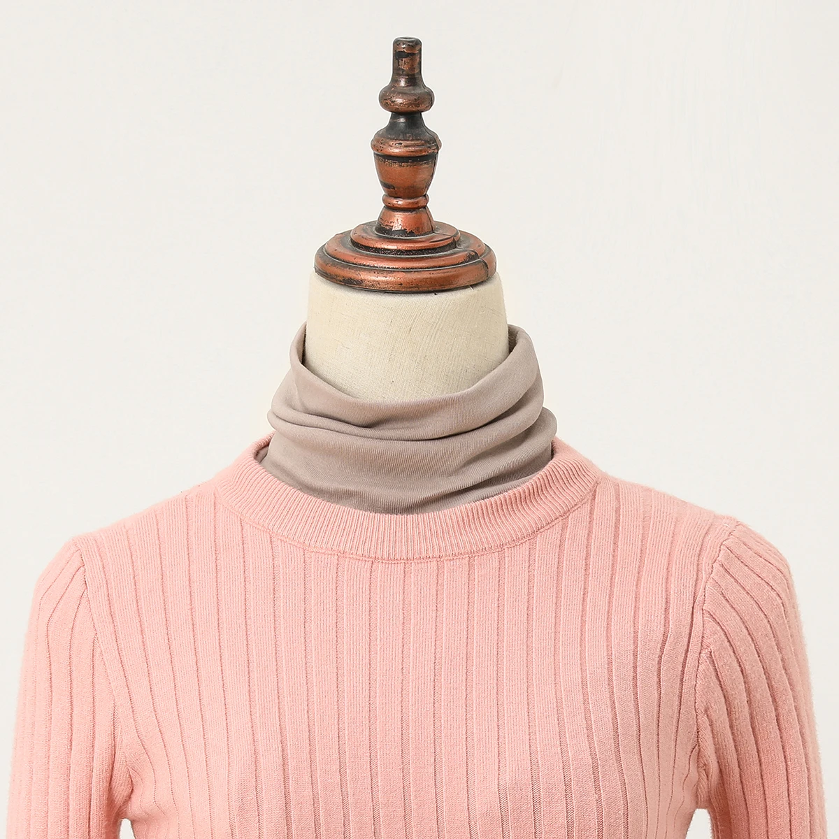 Gestrickter High Neck Fake Collar Damen modischer und vielseitiger warmer Nackenschutz schal elastischer Jersey Roll kragen pullover – Detail 15