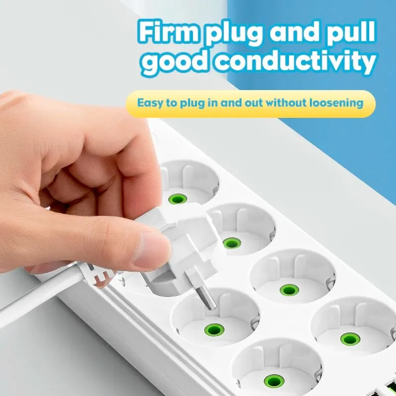 Power Strip EU Plug AC Outlet With 4 USB Ports Fast Charge Multiprise Network Filter