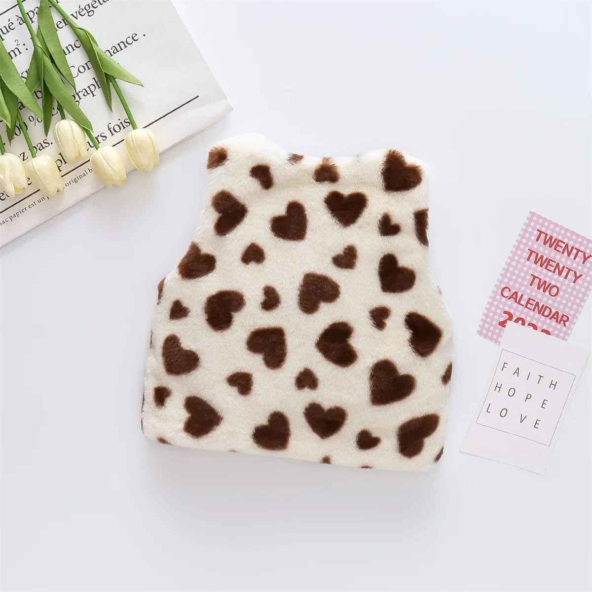 Girls 0-3 Years Old Autumn and Winter Girls' Vest Love Bow Knot Sweet Wind Cotton Clip Warm and Fashionable Sleeveless Fur