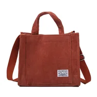 Women Corduroy Zipper Shoulder Bag Small Cotton Canvas Handbag Casual Tote Female Eco Crossbody Bag Vintage Messenger Bags 1