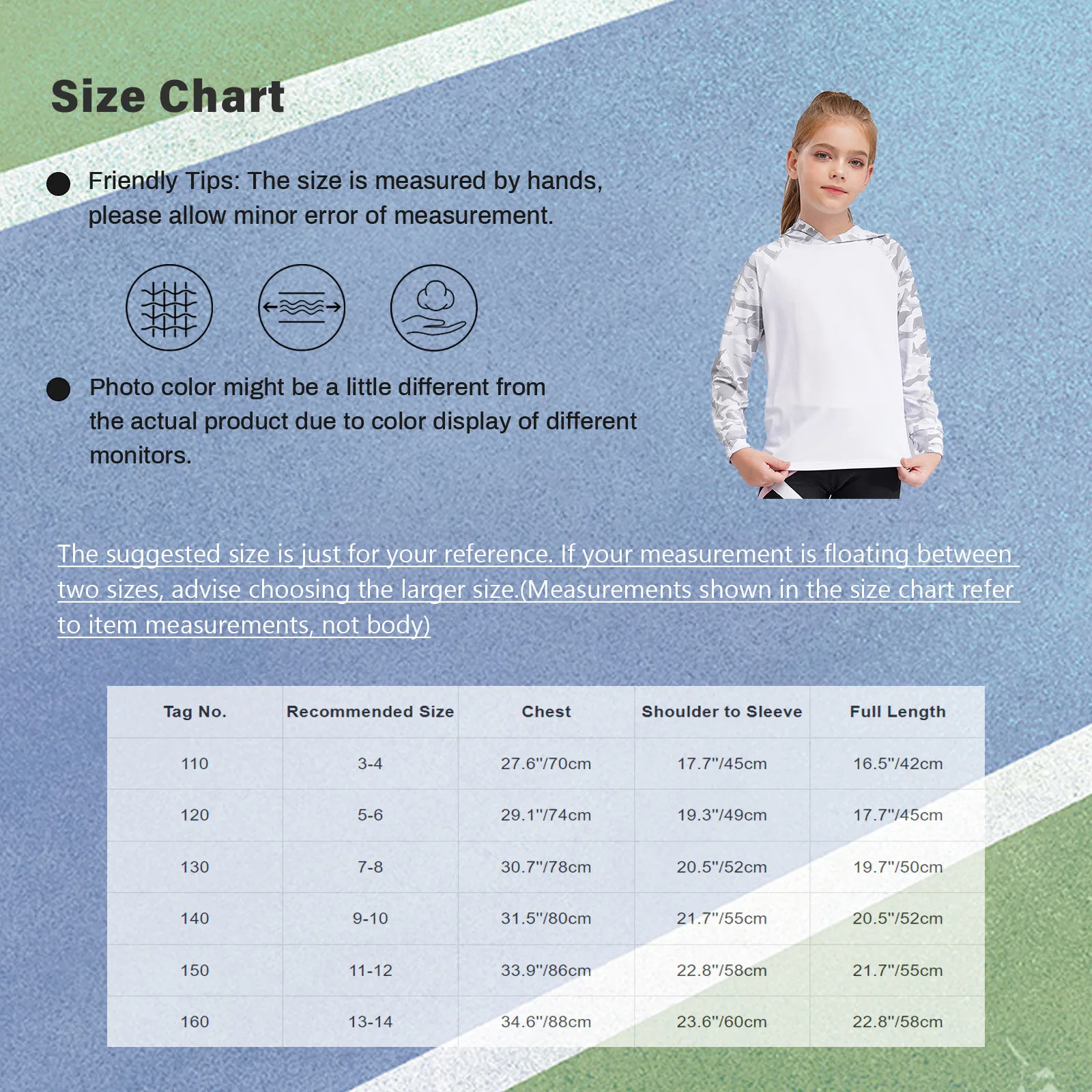 Kids Girls Camo Print Athletic Hoodie with Thumbholes Sweatshirt Quick Dry UPF 50+ Rash Guard Sun Shirt kids athletic hoodie