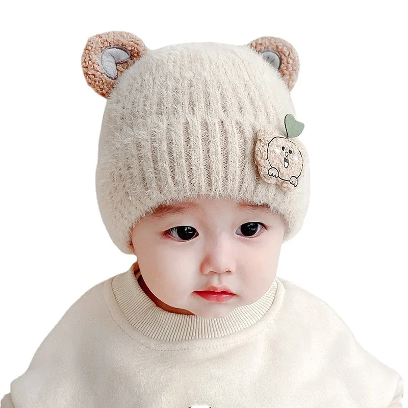 1-3Years Old Kids Baby Toddler Infant Knit Hat Lining Beanie Winter Warm Cap Boy Girl Ear Protection Snow Bonnets Free Shipping