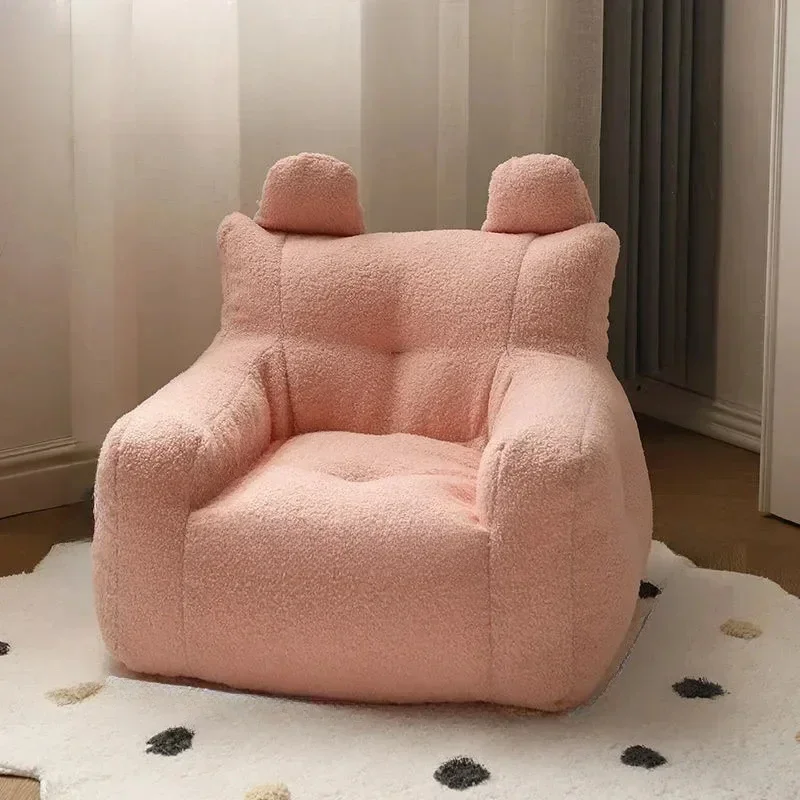 Cute Small Sofa Chair Children's Sofa Baby Reading Lazy Cotton Removable and Washable and Linen Lamb's Wool Fabric