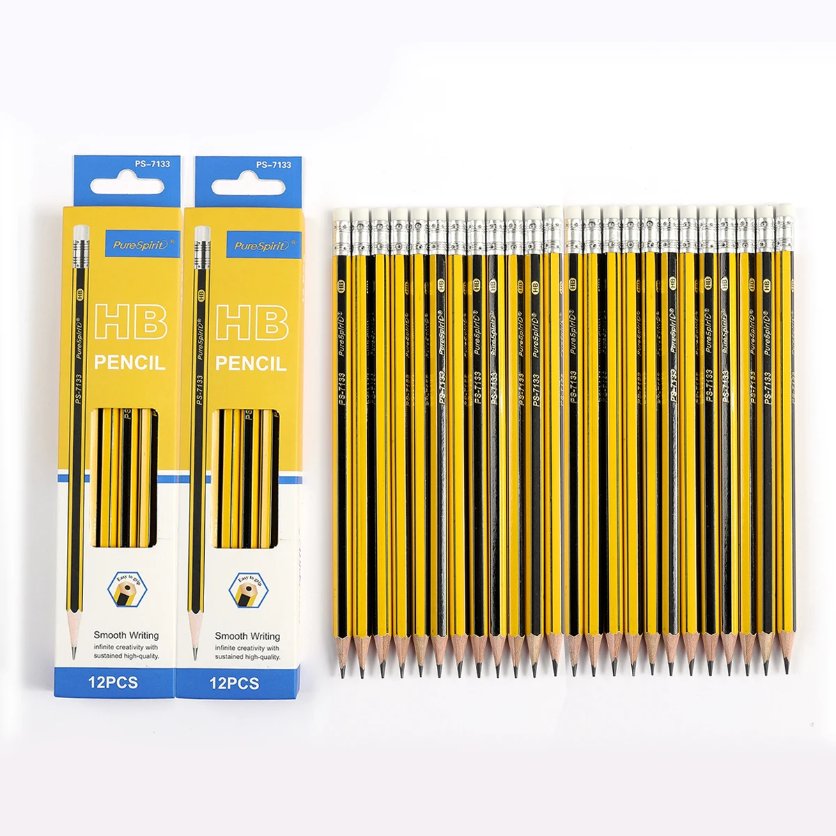 12-Pack Pre-Sharpened HB Woodcased Pencils with Erasers