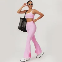 Yoga Set Women Sport Bra Gym Workout Legging High Waist Wide Flare Pant Fitness Sports Shorts Active Wear Suit - Image 4