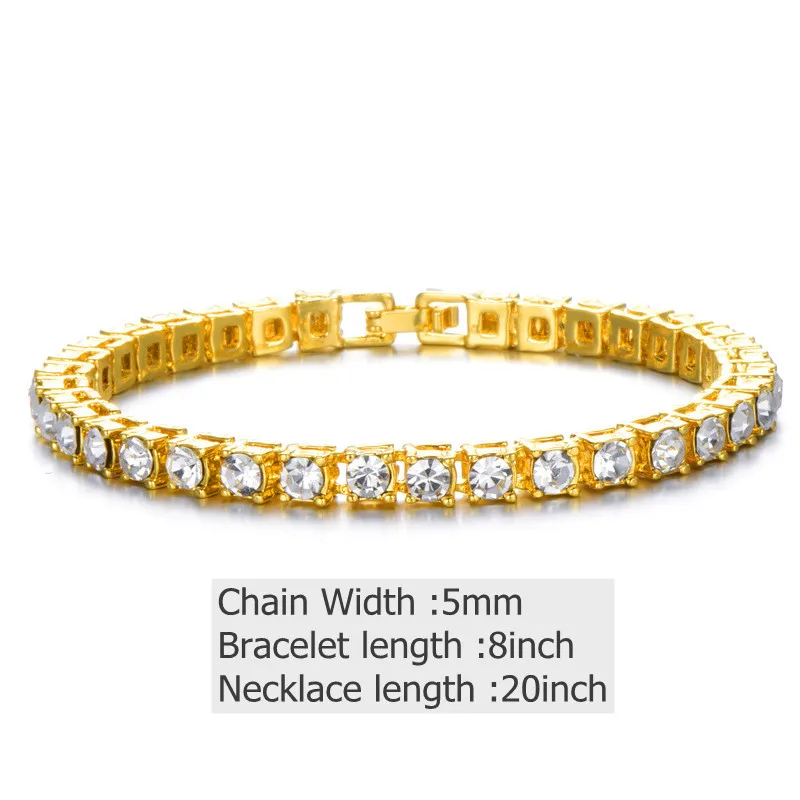 Tennis Chain Top Brand Necklace + Watch + Bracelet Hip Hop Miami Curb Iced Out Paved Rhinestone Women Jewelry Set Fashion Choker
