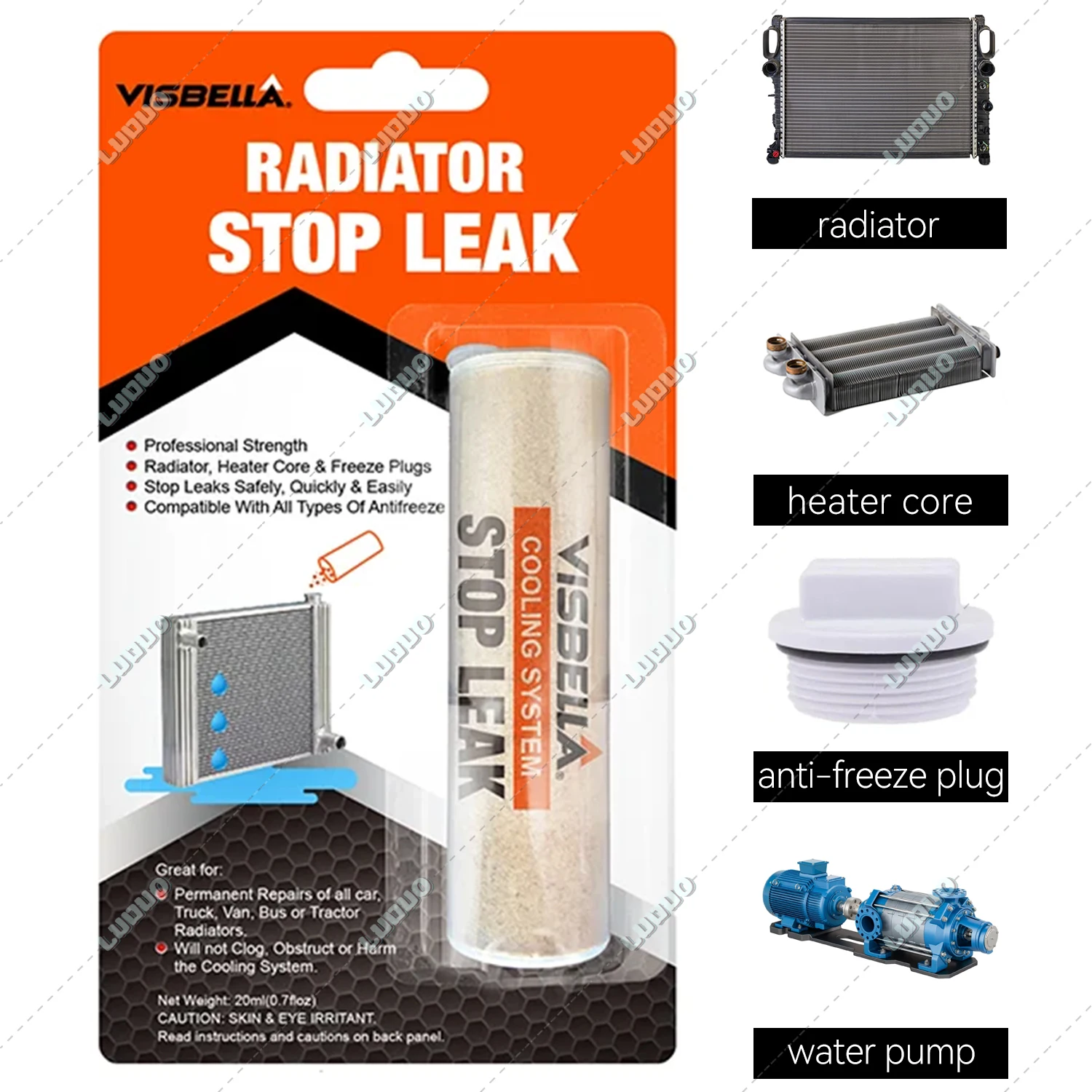 Car Cooling System Stop Leak Powder Radiator Stop Leak Sealer Conditioner Repair Kit Inhibits Rust & Corrosion for Water Pumps 4