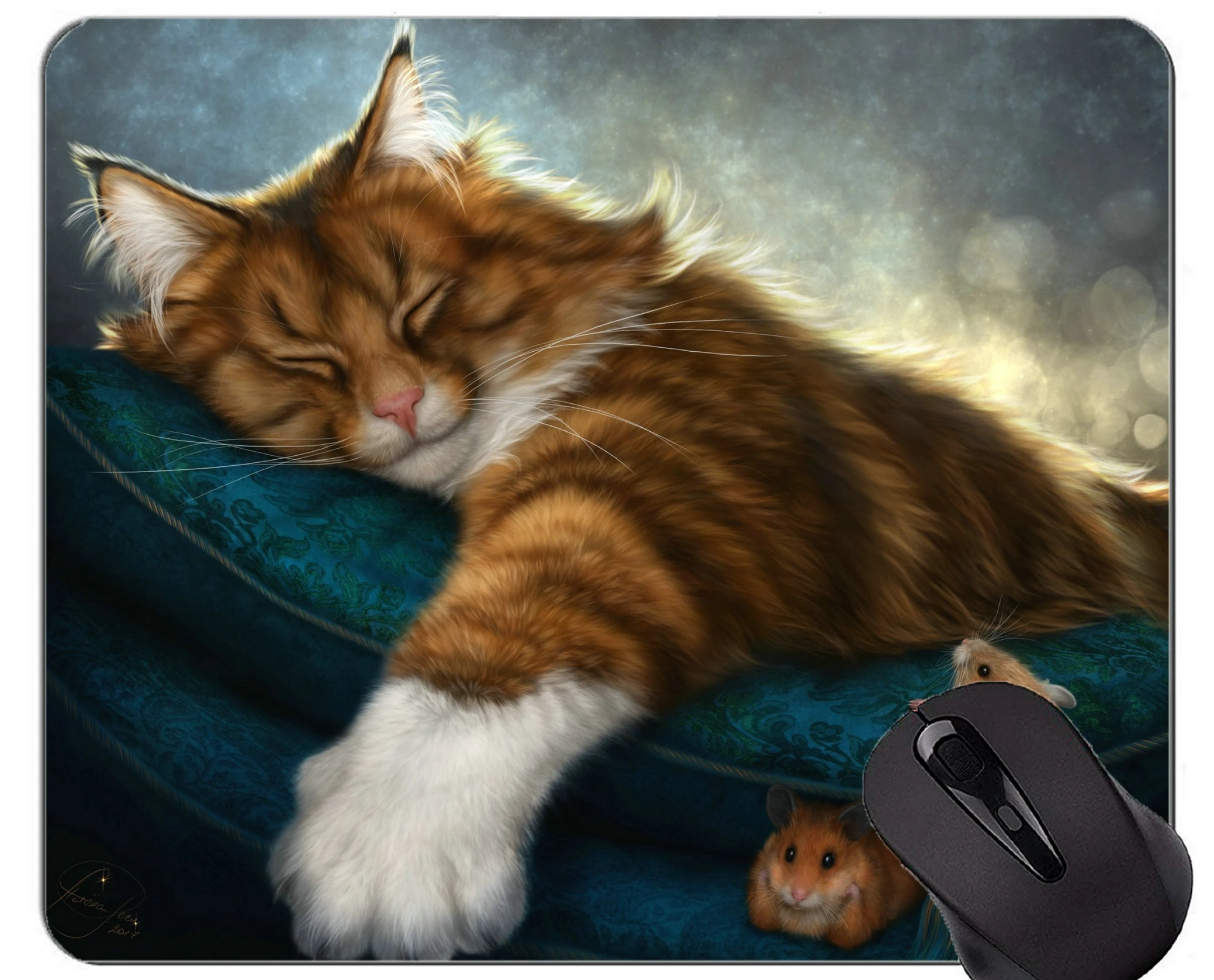Gaming Mouse Pad Custom,sleeping Cat Mouse Home Office Computer