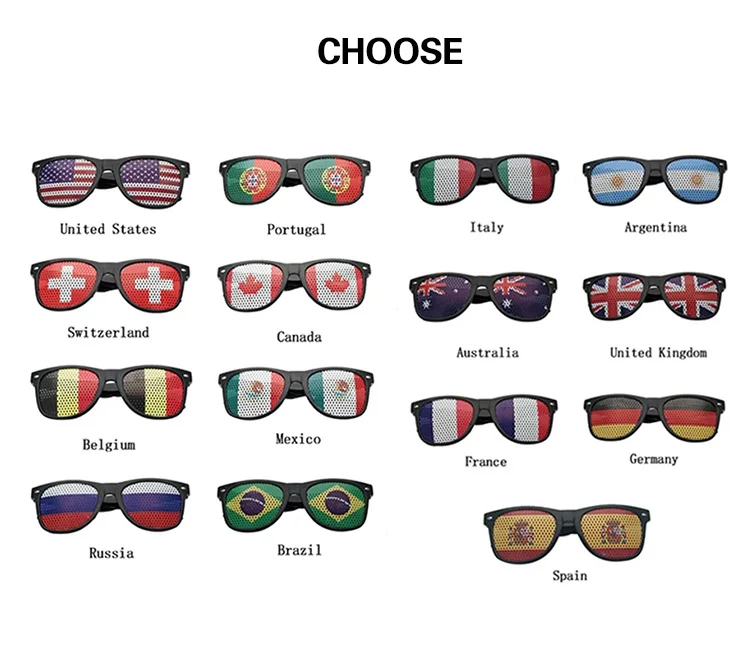 Sport Event Flag Shutter Shades Glasses World Flag Shot Glasses for The Sports Games In Mexico, Italy, Russia,United States