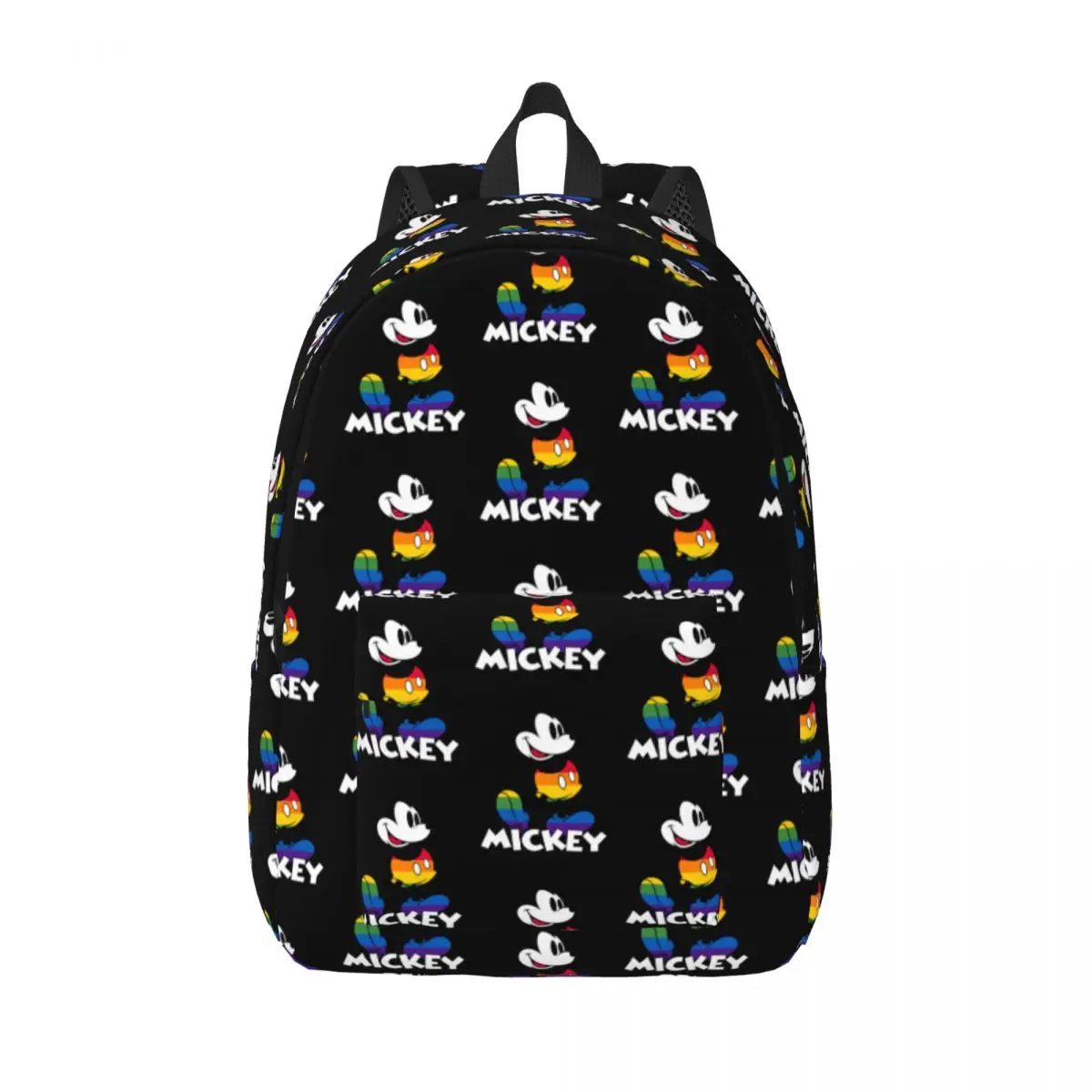 Classic Mickey Rainbow Stripes Backpack for Men Women Casual Student Work Daypack Laptop Computer Canvas Bags Gift