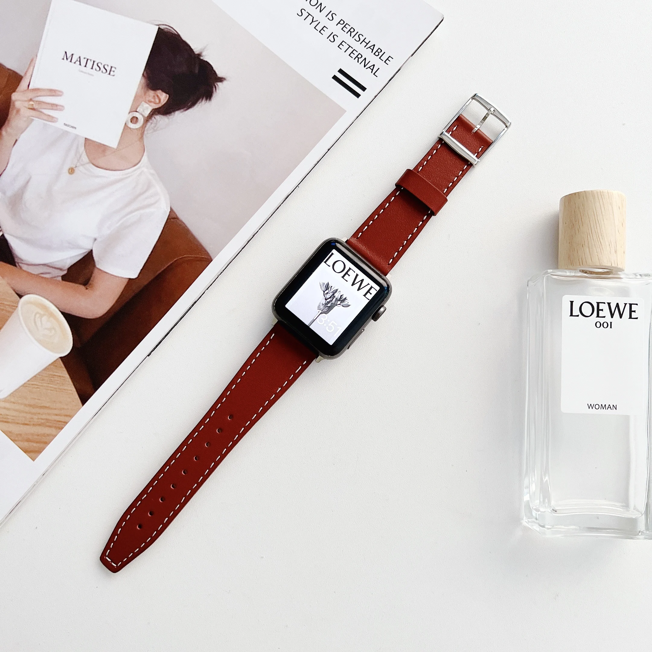 Leather Strap For Apple Watch Ultra 8 7 49mm 45mm 41mm 6 5 4 SE 44mm 40mm sport original wristband For iwatch 3 42mm 38mm band