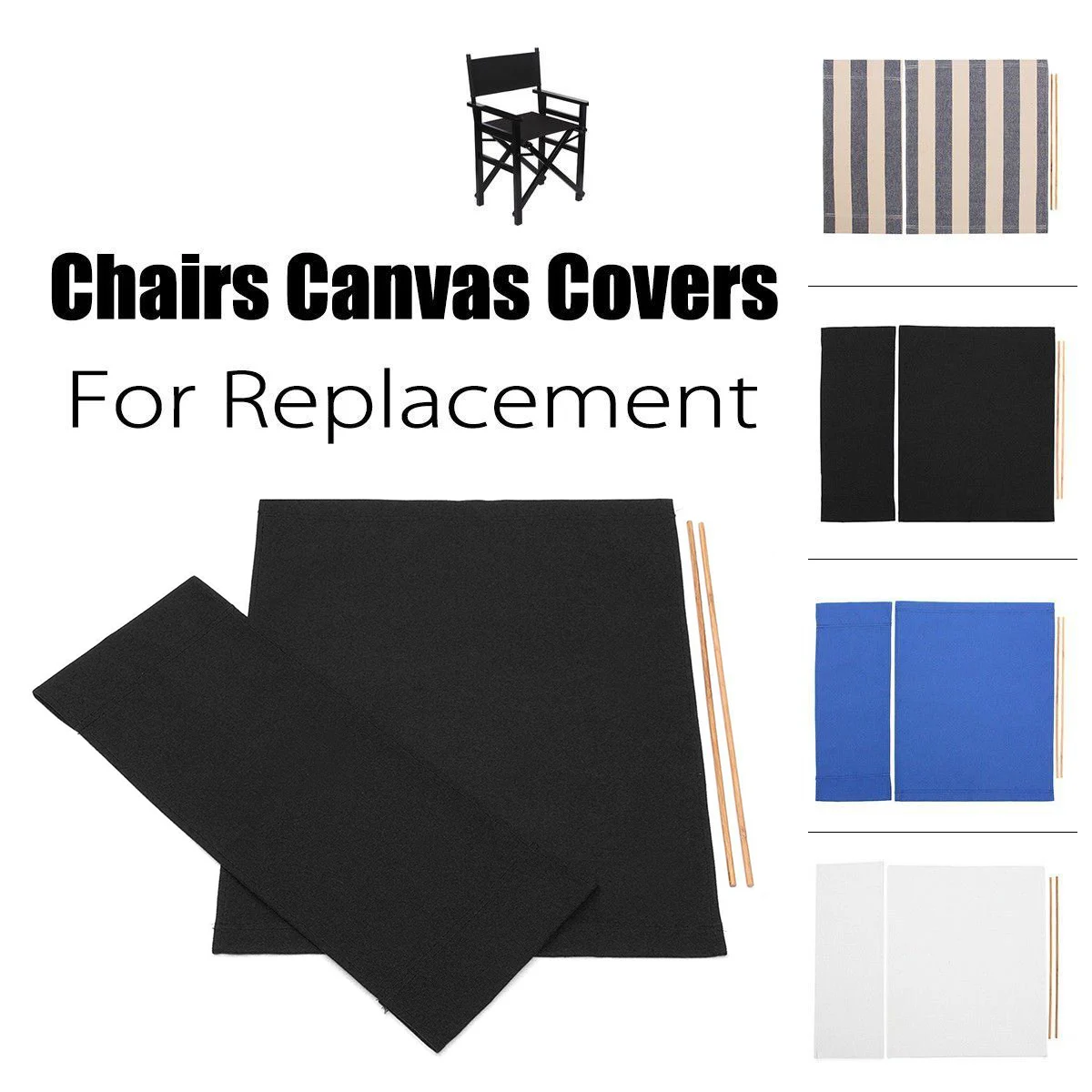 

Replacement Canvas Directors Chairs Cover Stool Protector Chairs Canvas Covers Simple Solid Seat Covers Set Outdoor Garden