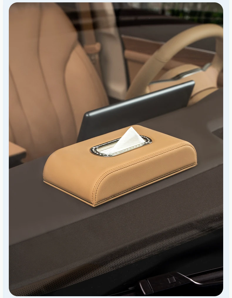 Auto Licht Luxus Tissue Box für Seres 5 7 9 Huawei Aito M5 M7 M9 PU Leder Extrakt Tissue Box Möbel Innen zubehör – Detail 4