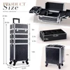 Rolling Makeup Train Case Large Storage Cosmetic Trolley with Key Swivel Wheels 4 in 1 Large Capacity Trolley Makeup Travel Case 2