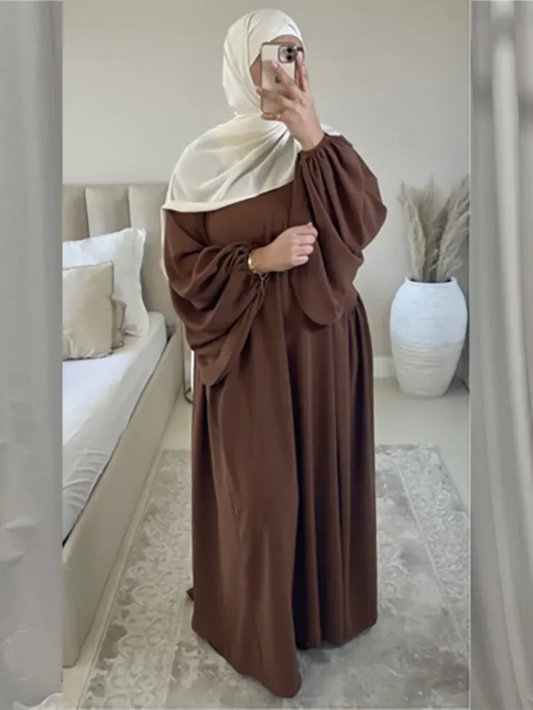 Plain Prayer Abaya for Women Balloon Sleeve Muslim Long Dress Islam Abayas Ramadan Loose African Dresses Dubai Hijab Robe Kaftan ramadan kebaya open muslim fashion kimono abaya dubai turkey arabic islam abayas for prayer clothes men robe musulmane hombre