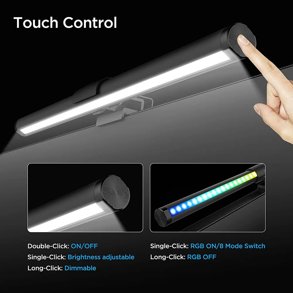 LED Monitor Light Bar Monitor Desk Lamp with RGB Backlight Music Rhythm Ambiance Table Lamp PC Screen Light for Home Office/Game 6