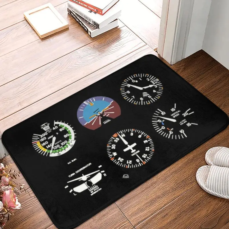 

Cockpit Six Dials Flight Simulator Pilot Doormat Non-Slip Kitchen Bath Mat Living Room Door Floor Entrance Carpet Rug