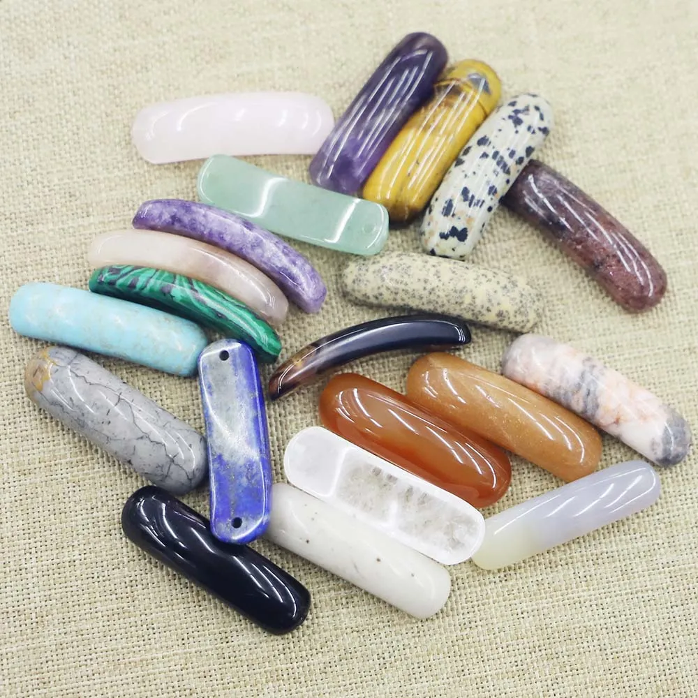 High Quality Natural Semi Treasure Stone Crystal Agate Pendant Reiki Charms Bracelet Necklace Accessories Wholesale Jewelry 8Pcs