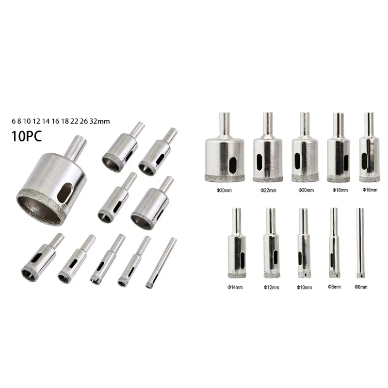 

Diamond Coated Drill Bits Set Hole Tile Marble Glass Ceramic Power Tool