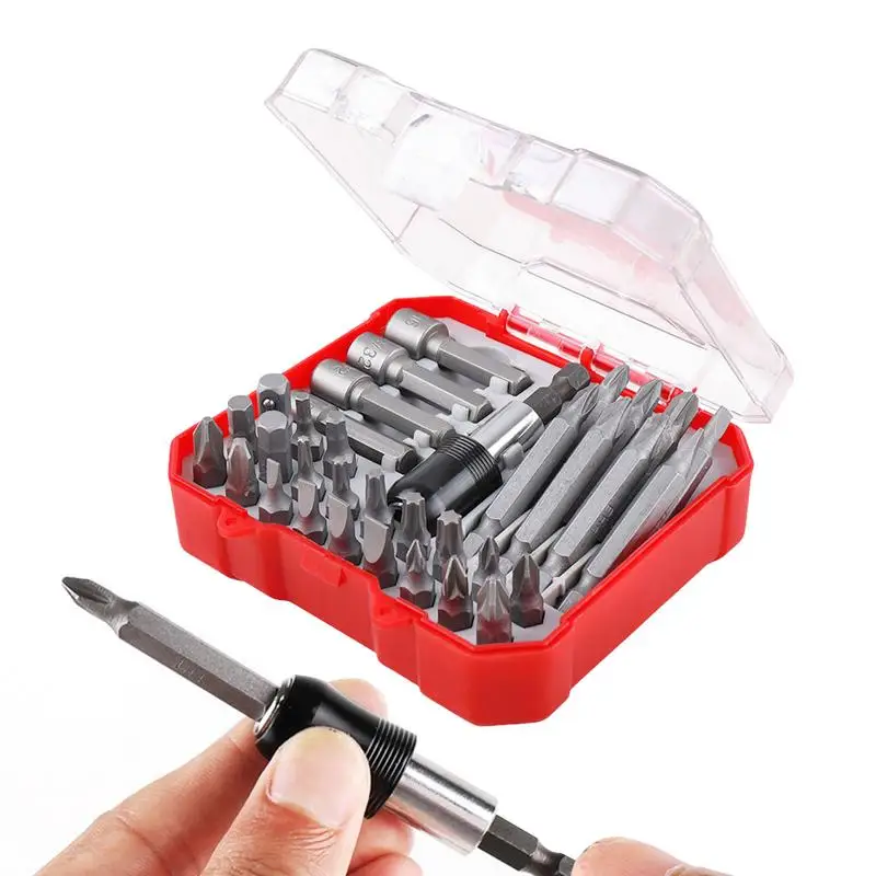 

Набор ударных насадок для отвертки, комплект из 34 ударных насадок с самоблокирующимся креплением, с шестигранным и внутренним шестигранным углублением в виде цветка сливы