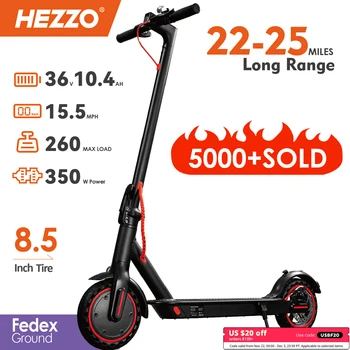 HEZZO 36v 350W 10.4Ah 15.6MPH Electric Scooter Adult HS-04Pro 8.5 1