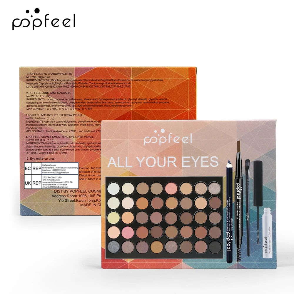 Makeup Set, Eyeshadow Palette + Eyeliner/ Eyebrow Pen, Mascara And Makeup Brushes Set, All In One Makeup Set Box 4