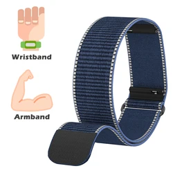 Versatile Nylon Elastic Armband Wristband with Adjustable Genuine Leather Hook and Loop Water - Resistant Strap - Armband (Blue)