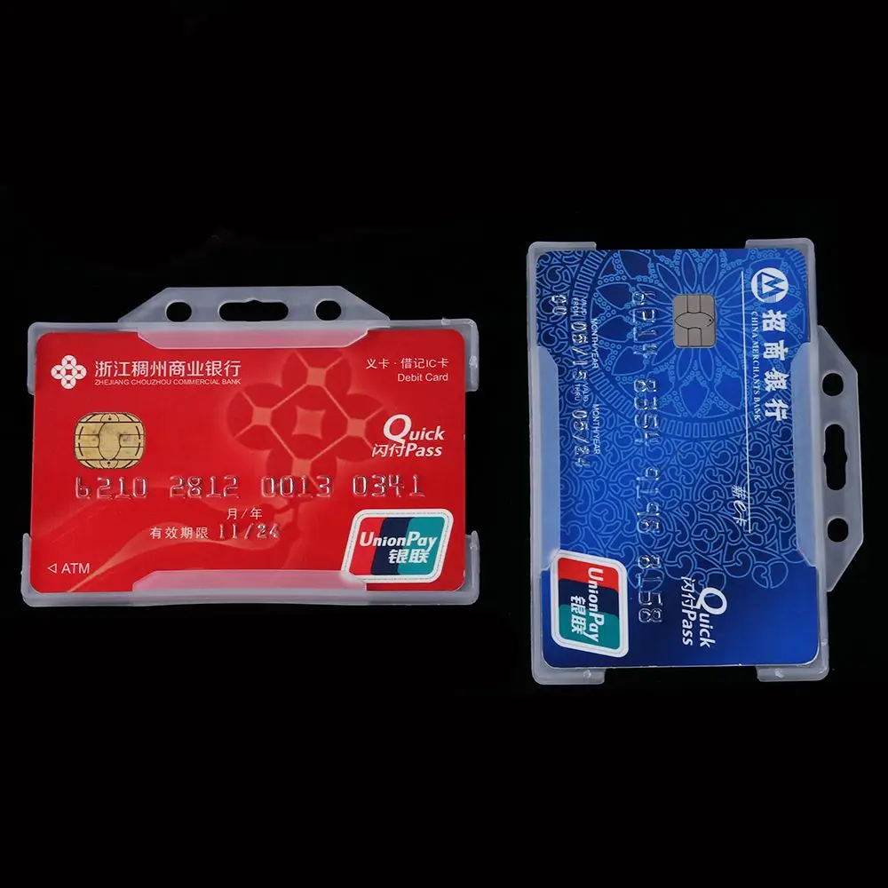 Portable Practical Durable Multi-use Hard Plastic Badge Work ID Card Holder Protector Cover Case ID Card Holder