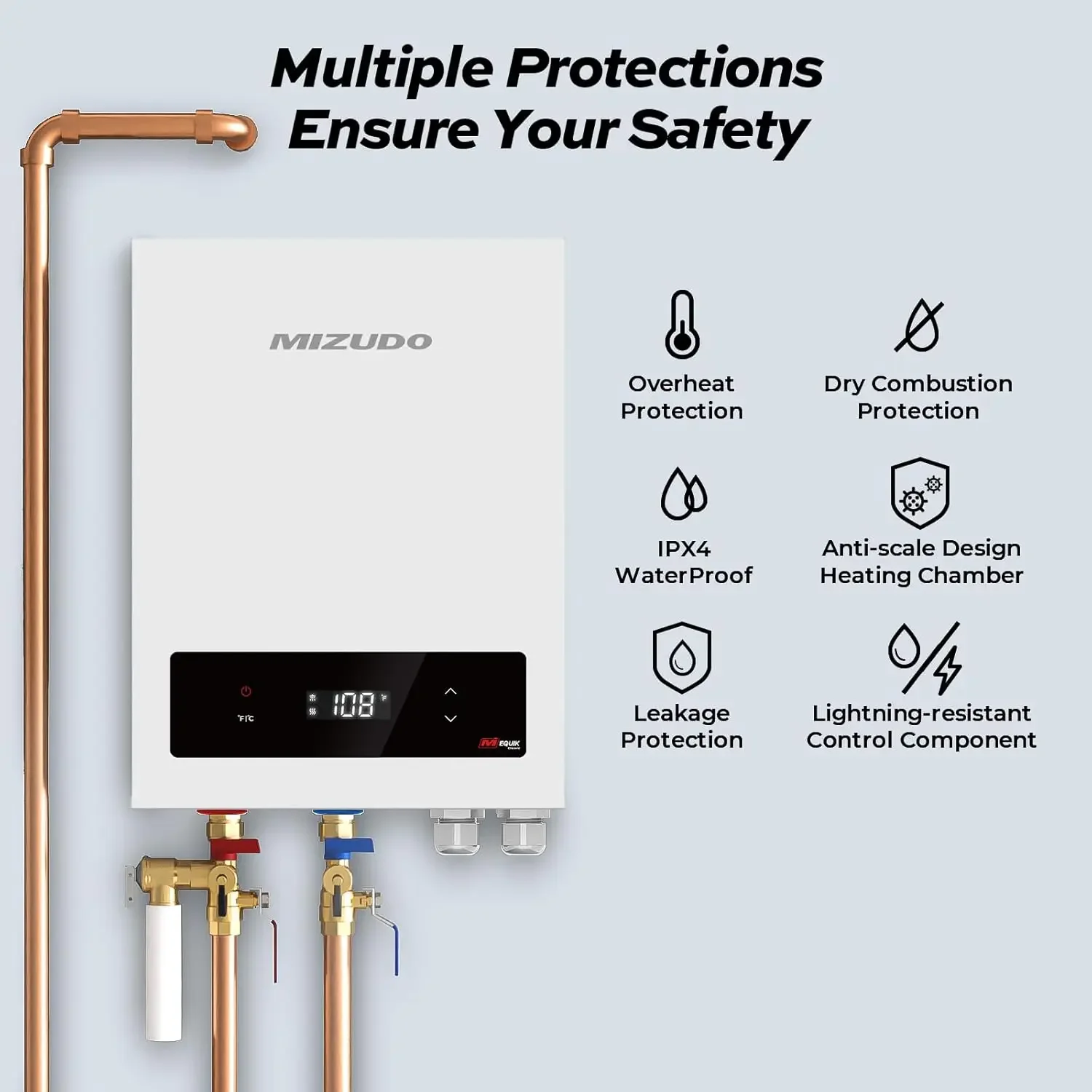 s Water Heater Electric, MIZUDO 24KW 240V, Touch, On Demand Instant Endless Hot Water Heater, for the Whole House Shower