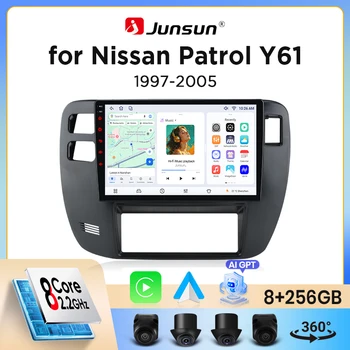 Radio para Auto Junsun con CarPlay Inalámbrico y Android Auto para Nissan Patrol (Y61) 1997-2013, Ventilador de Refrigeración Integrado, Navegación GPS Android, Reproductor Multimedia, WiFi, DSP, RDS, BT, SWC, Pantalla Táctil IPS, Autoradio, Reproductor de Video, Unidad Principal Estéreo 1