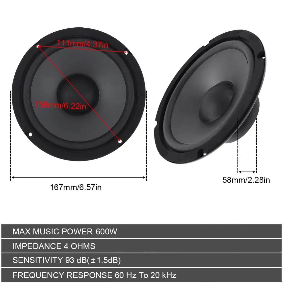 Car Tweeter Speakers Car Coaxial Speakers Car Subwoofer Speakers 1pc 600W Car Speaker Vehicle Door Auto Audio Music Stereo Full Range Frequency Hifi Speaker Loudspeaker 2 Types Optional