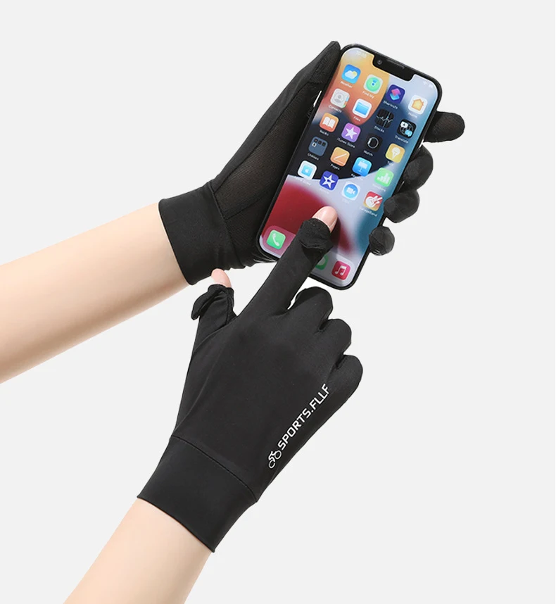 Men Cycling Gloves Sun Protection Summer Ice Silk Running Fingertip Flip Top Fishing Anti Slip Breathable Hiking Travel Gloves