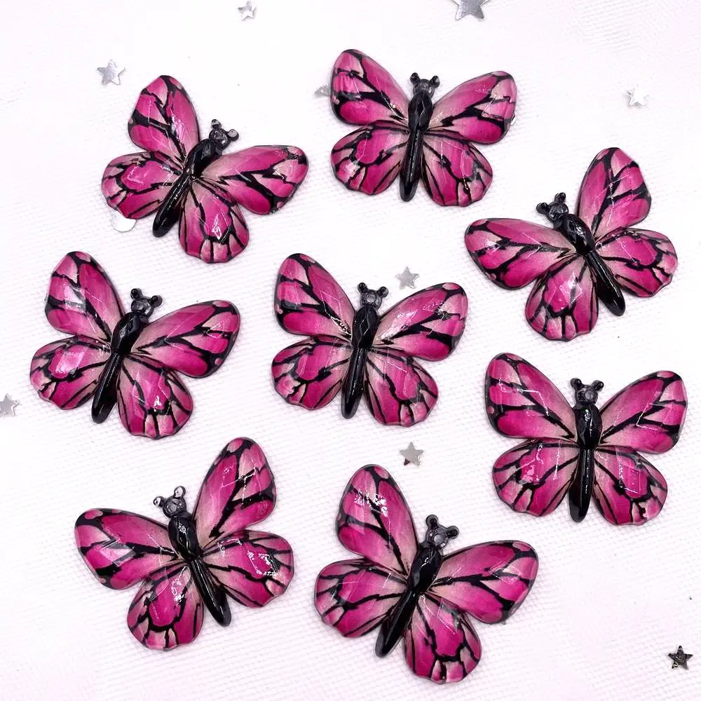 Resin Shiny Colorful Crystal Butterflies Flatback Rhinestone 1 Hole Appliques Ornaments 10pcs  Home Figurines decor Crafts 