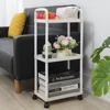 3-4 Layers Of White Simple Plastic Splicing Receiving Rack, Bathroom Light Small Item Storage Trolley, Floor Standing Storage Ra 1