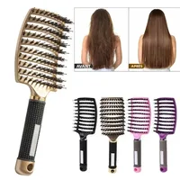 Brosse à cheveux peigne de Massage du cuir chevelu brosse à cheveux poils de sanglier en Nylon femmes humide bouclés démêlant brosse à cheveux Salon de coiffure outil de coiffure 1