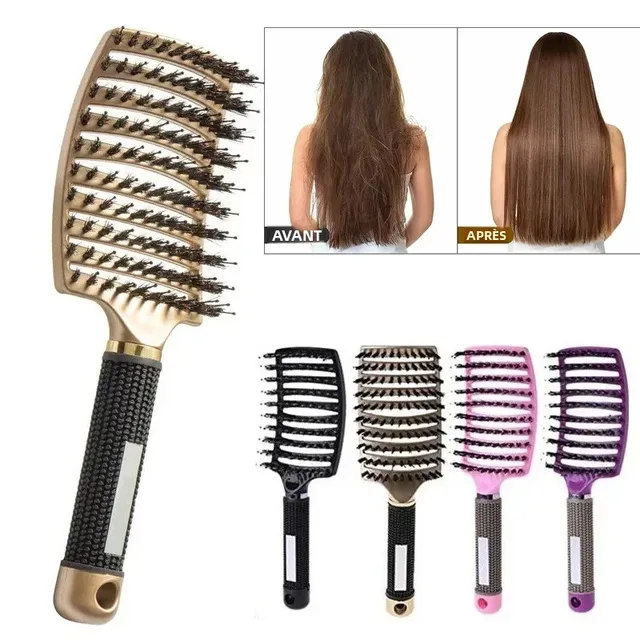 Brosse à cheveux peigne de Massage du cuir chevelu brosse à cheveux poils de sanglier en Nylon femmes humide bouclés démêlant brosse à cheveux Salon de coiffure outil de coiffure 1