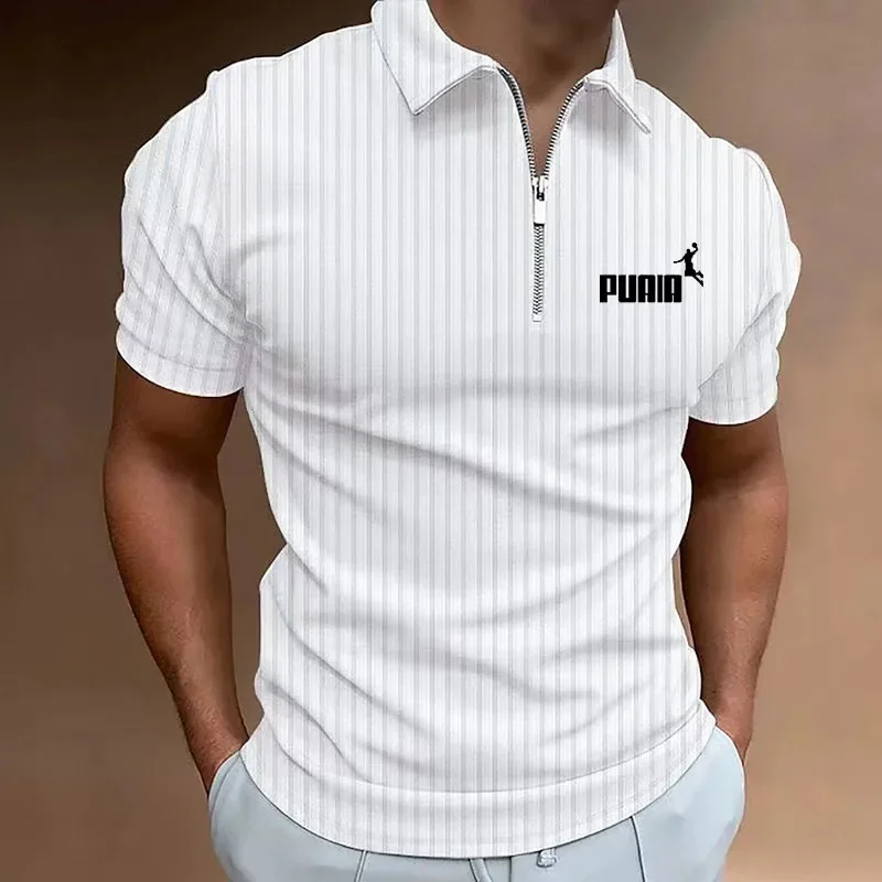 

Men's short sleeved polo business casual shirt tight fitting fashionable summer novelty 2024