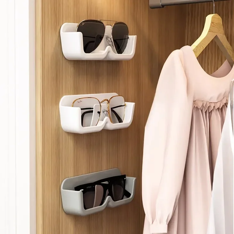 Sunglasses Storage Rack Glass Display Cabinet Glasses Storage Box Wall Mounted Perforated Free 5pcs