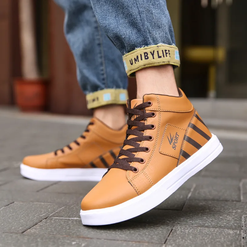Fashion Men Sneakers High Top Sneaker Male Pu Leather Shoes Tennis Lace Up Original Vulcanized Shoe Light Men's Casual Shoes