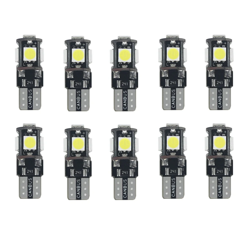 10PCS Canbus T10 LED ڵ ǰ 5 Ĩ 5050 SMD W5W 194    ȣ   