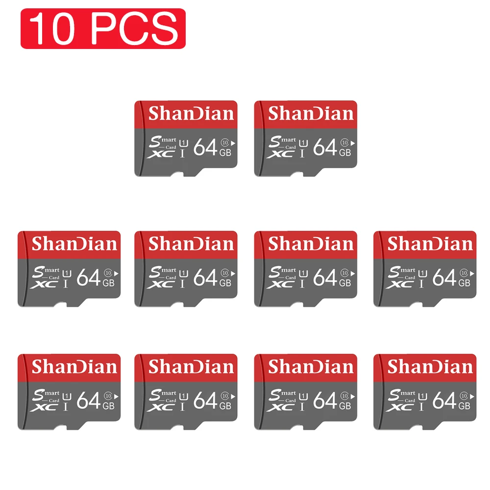 Shandian 10 Pcs Lotto Smart Sd Card 32Gb Classe Ad Alta Velocità 10 16Gb 64Gb Capacità Reale 128Gb Mini Sd Tf Memory Card Per Smartphone