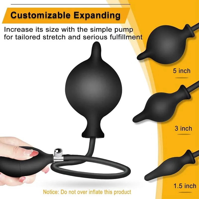Anal Plug Inflatable with Metal Ball for Men&Women Extra Large Prostate Massager &G-Spot Stimulator Premium Comfort Anal Dilator