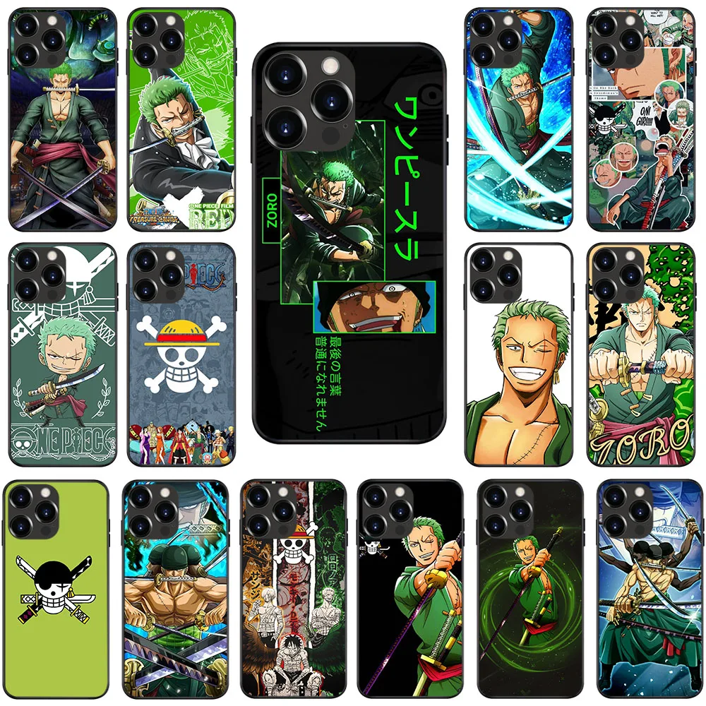Custodia Morbida Per Iphone 11 12 13 14 Se Pro Max Mini Plus Us-21 Roronoa Zoro Pirates
