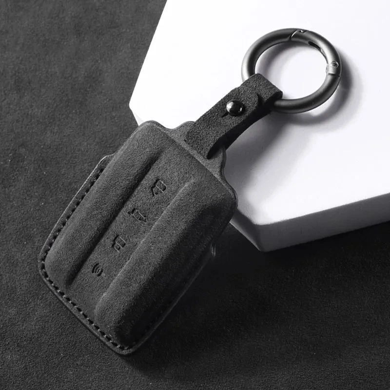 Premium Suede Key Case with Leather Cover and Keychain – Car Accessories
