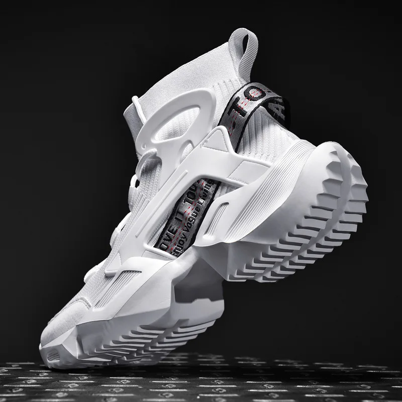 2022 New High-top Socks Shoes Chunky Sneakers Men White Trend Street Light Sports Running Shoes Big Size 45 46 Walking shoes