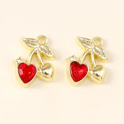 Exquisite Red Cherry Charms for DIY Jewelry Creations - Set of 5 (Style 10)