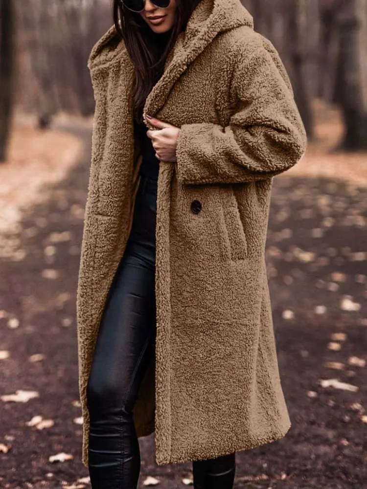 

Autumn Winter Long Coat Woman Plush Warm Faux Fur Coat Women Fur Teddy Jacket Female Teddy Coat Outwear Ladies