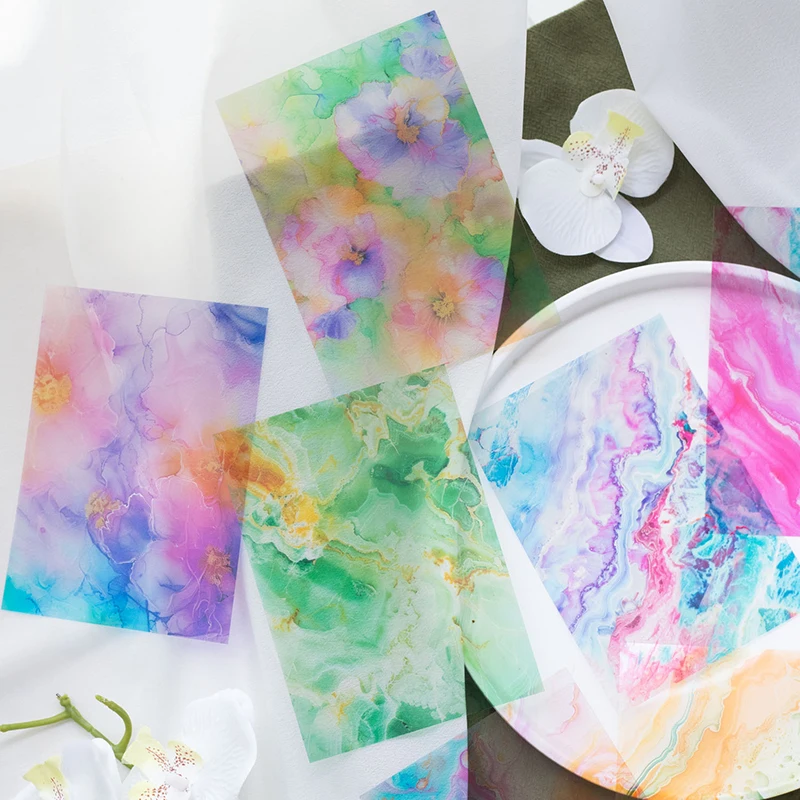 10pcs/pack Flowing cloud stone pattern Stickers Decorative Junk Journal Creative Stationery DIY Stickers Scrapbooking Supplies