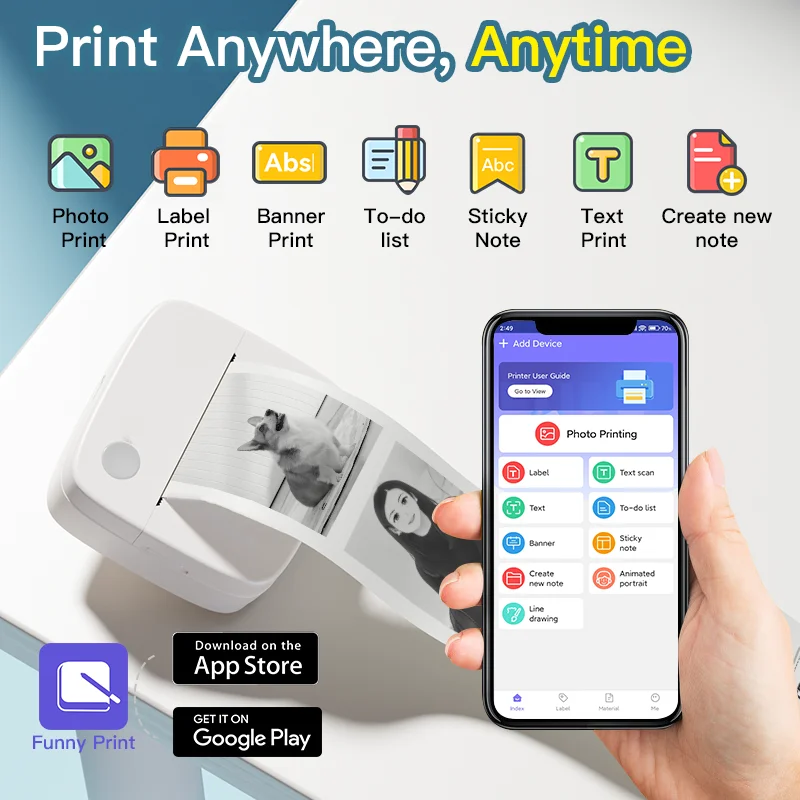 X6 Mini Printer Sticker Paper Error Printing Machine HD Photo Printer Label Maker for Journal Notes Memo Kids Toys Birthday Gift